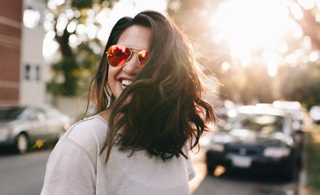 Lady happy sunglasses 