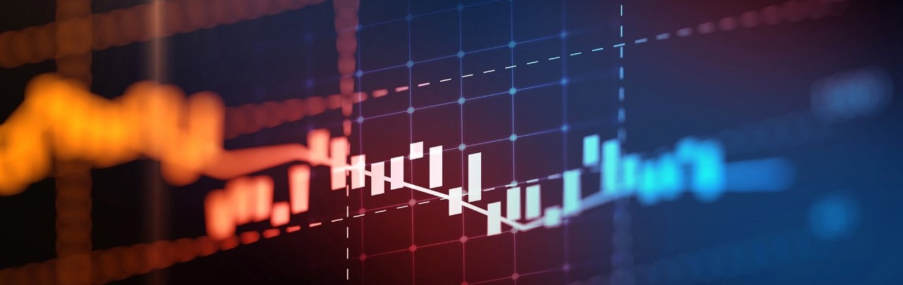 business graphs orange blue