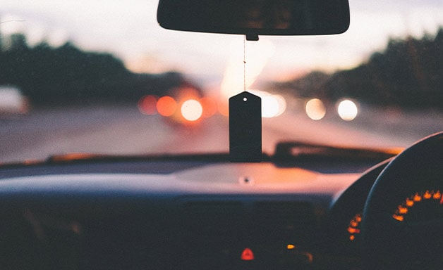 car evening drive steering wheel