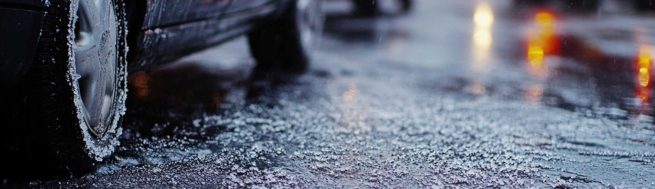  Car tyre in wintery conditions