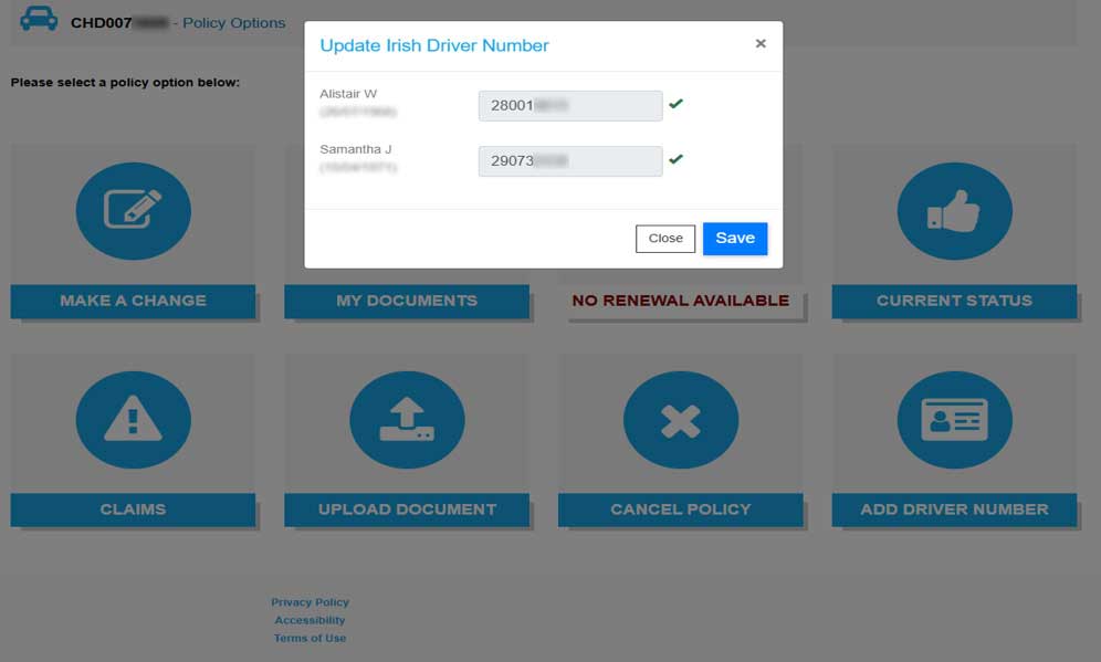 Update Driver Number on MyAIG - Step 5