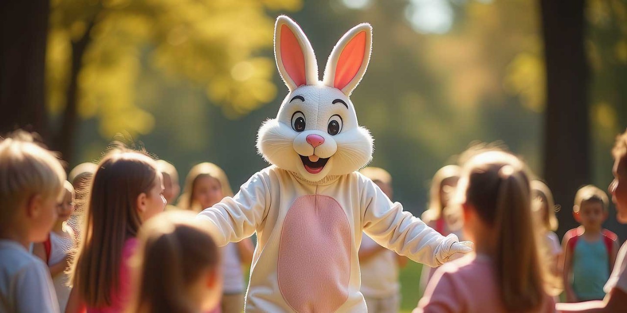 Easter bunny with kids
