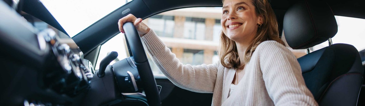 Female driving car 