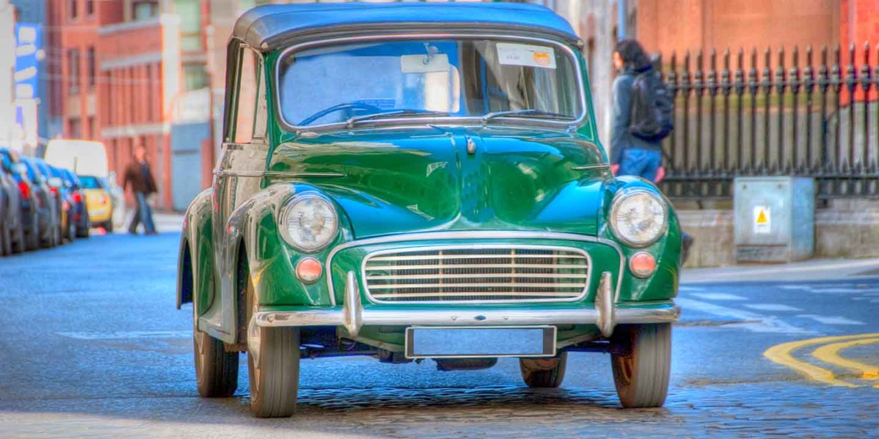 classic car on the road