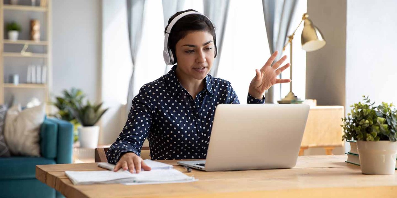 woman on the call meeting when working from home