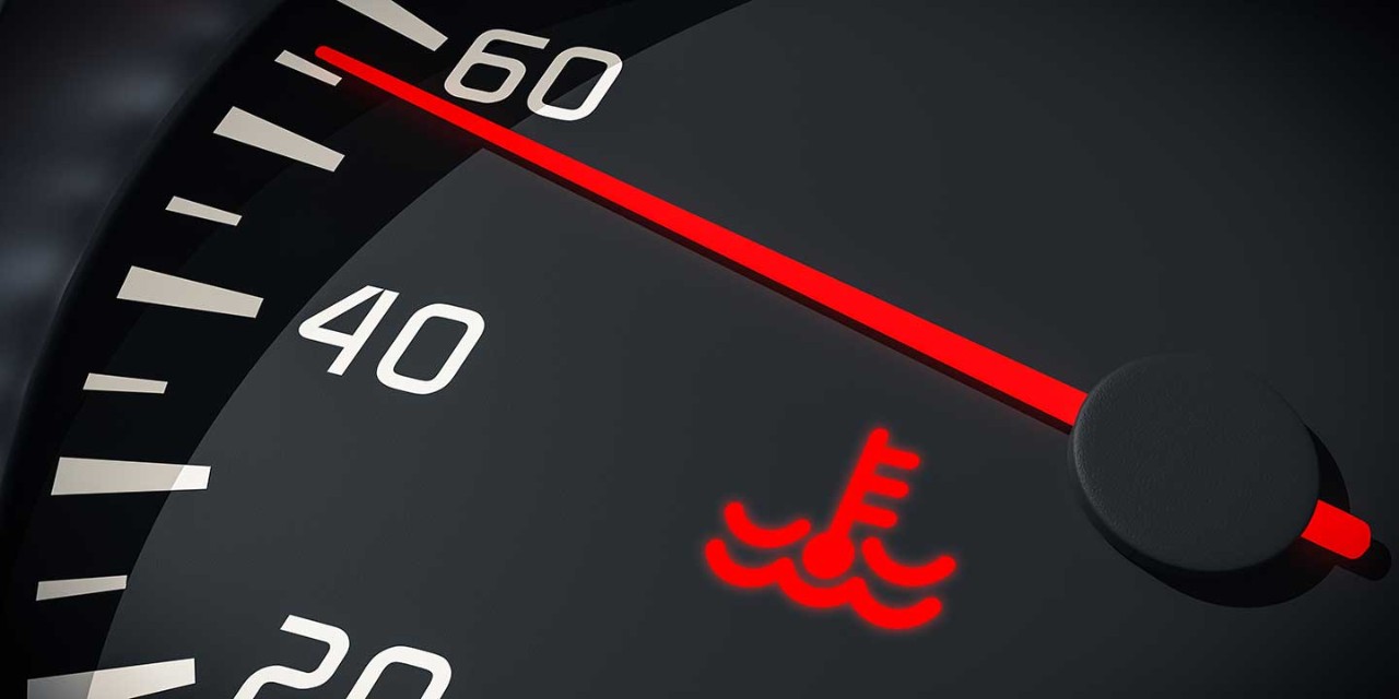Coolant warning light in car dashboard
