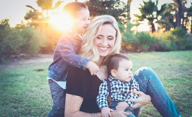 mom and childrens