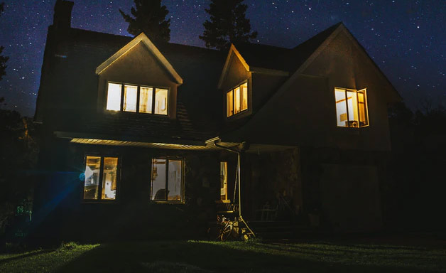 house at night