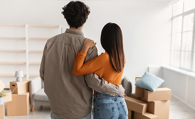 couple moving house packing
