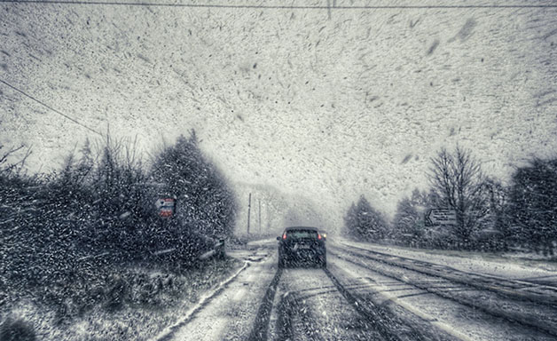 Car during snow storm