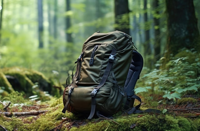 Backpacking gears in the wood
